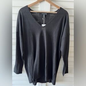 Eileen Fisher Organic Linen Cotton Long Sleeve Black V-Neck Tunic Small/Medium